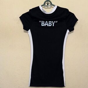 Trendy Black and White Kids Tee with 'BABY' Print